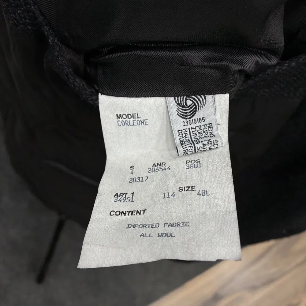 VTG Hugo Boss Corleone 48L Black Lambswool Ventless Sports Coat